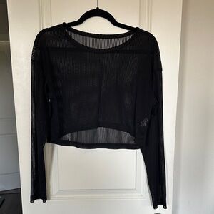 Black Sheer Long Sleeve Top